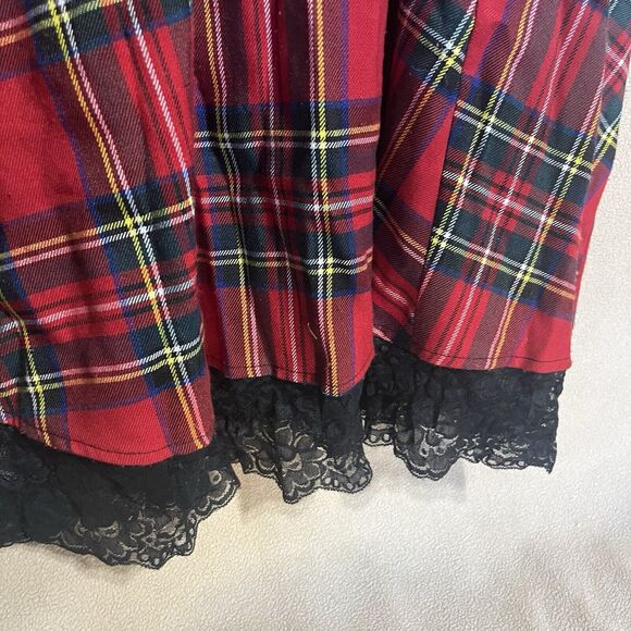 ROSE GAL Women's Dress Plus Sz L Size 14 Black Red Plaid Gothic Lace Punk Edgy - Picture 5 of 10